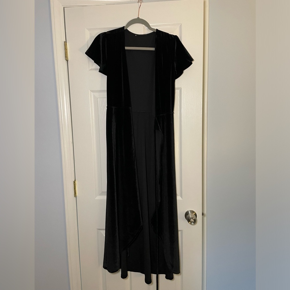 BHLDN Black Velvet Wrap Dress